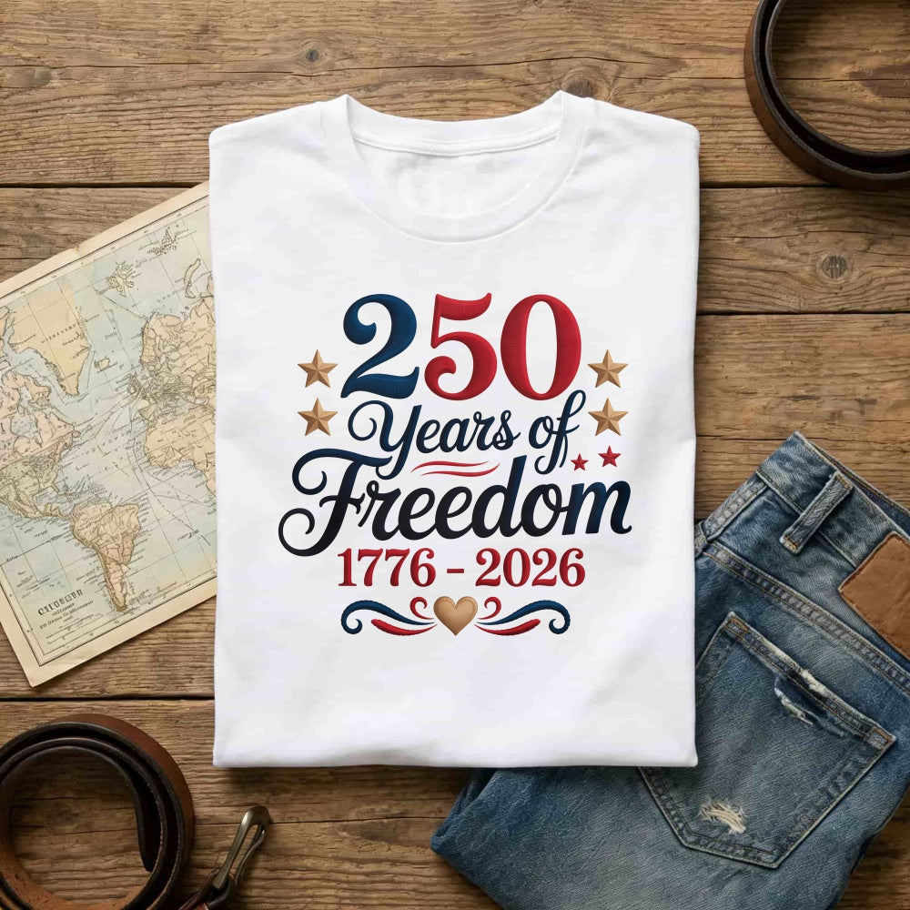 Patriotic American Independence Day 250 Years Of Freedom 1776 2026 Classic T-Shirt