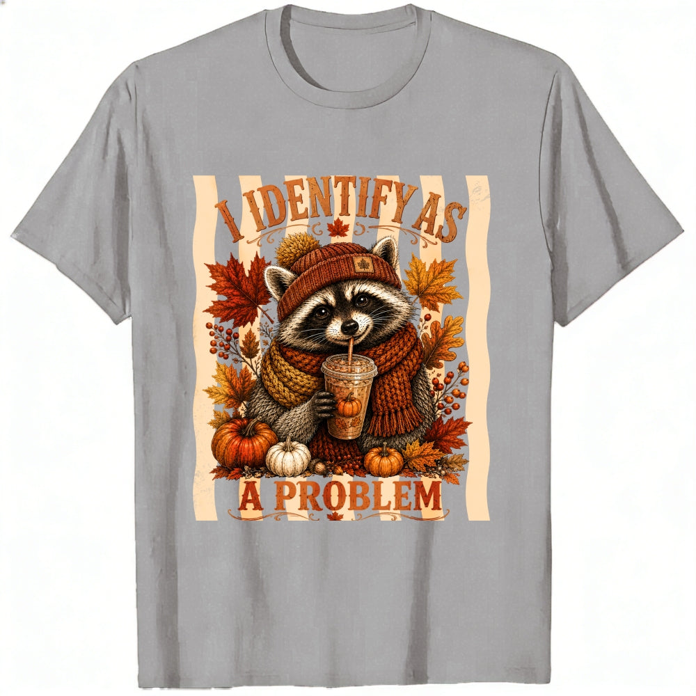 Funny Raccoon I Identify As A Problem Fall Autumn Classic T-Shirt