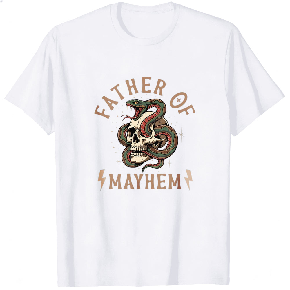 Graphic Design Classic T-Shirt Father Of Mayhem Snake And Skull