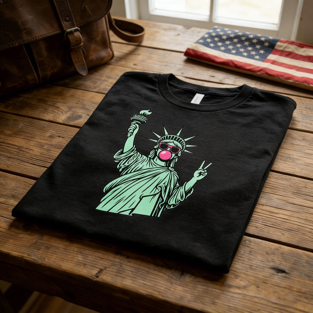 Graphic Design Classic T-Shirt Statue Of Liberty With Sunglasses And Peace Sign