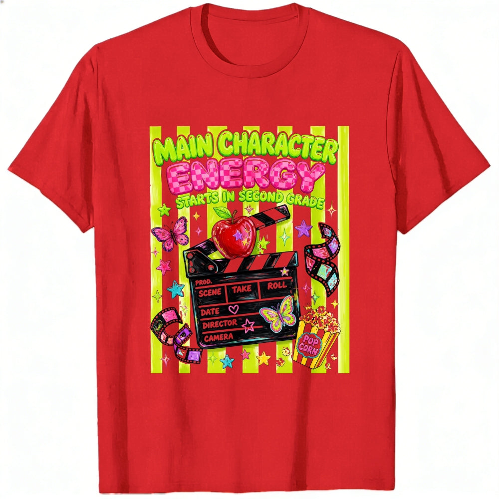 Cute Movie Theme Classic T-Shirt Main Character Energy Starts In Second Grade