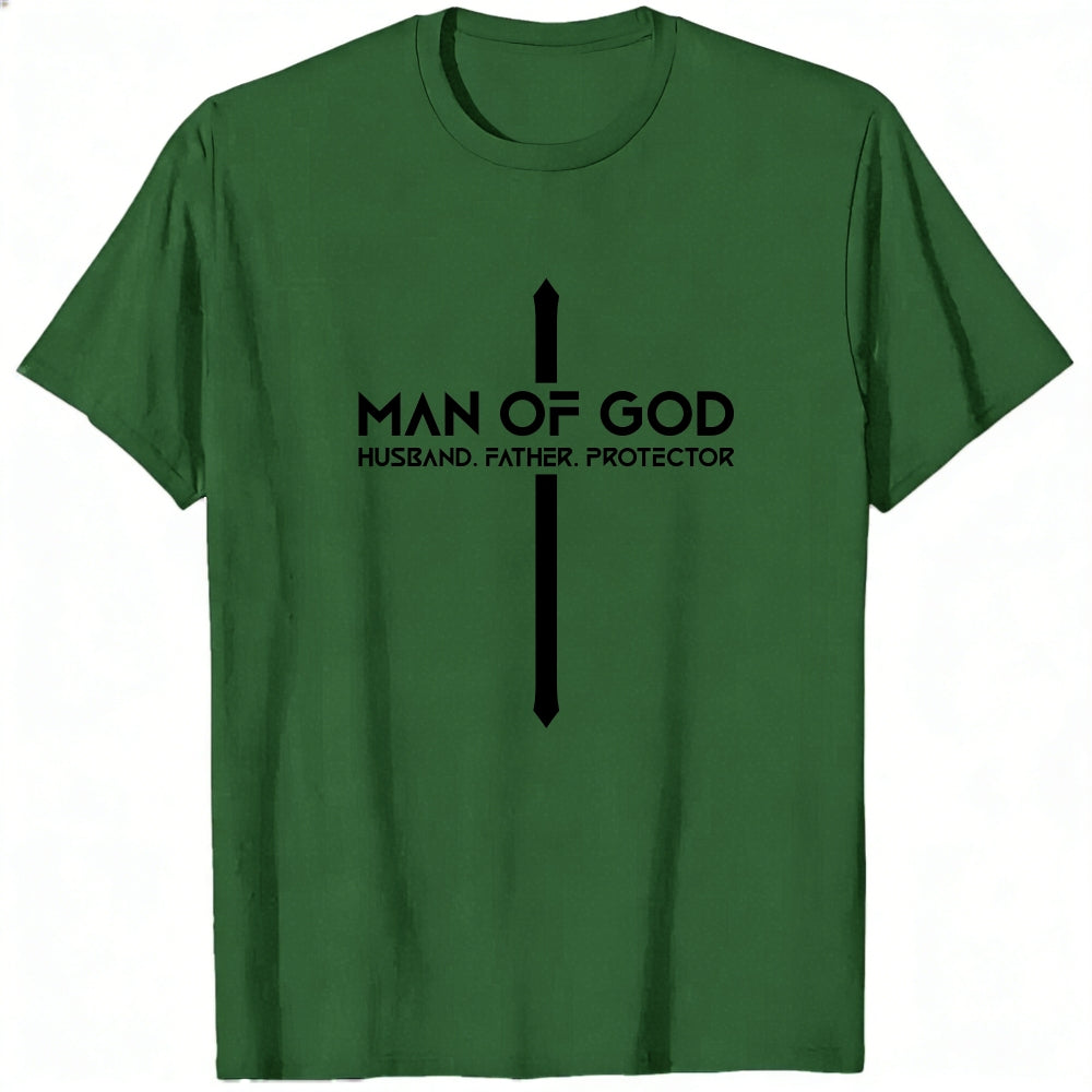 Religious Design Classic T-Shirt Man Of God Husband Father Protector Cross Symbol