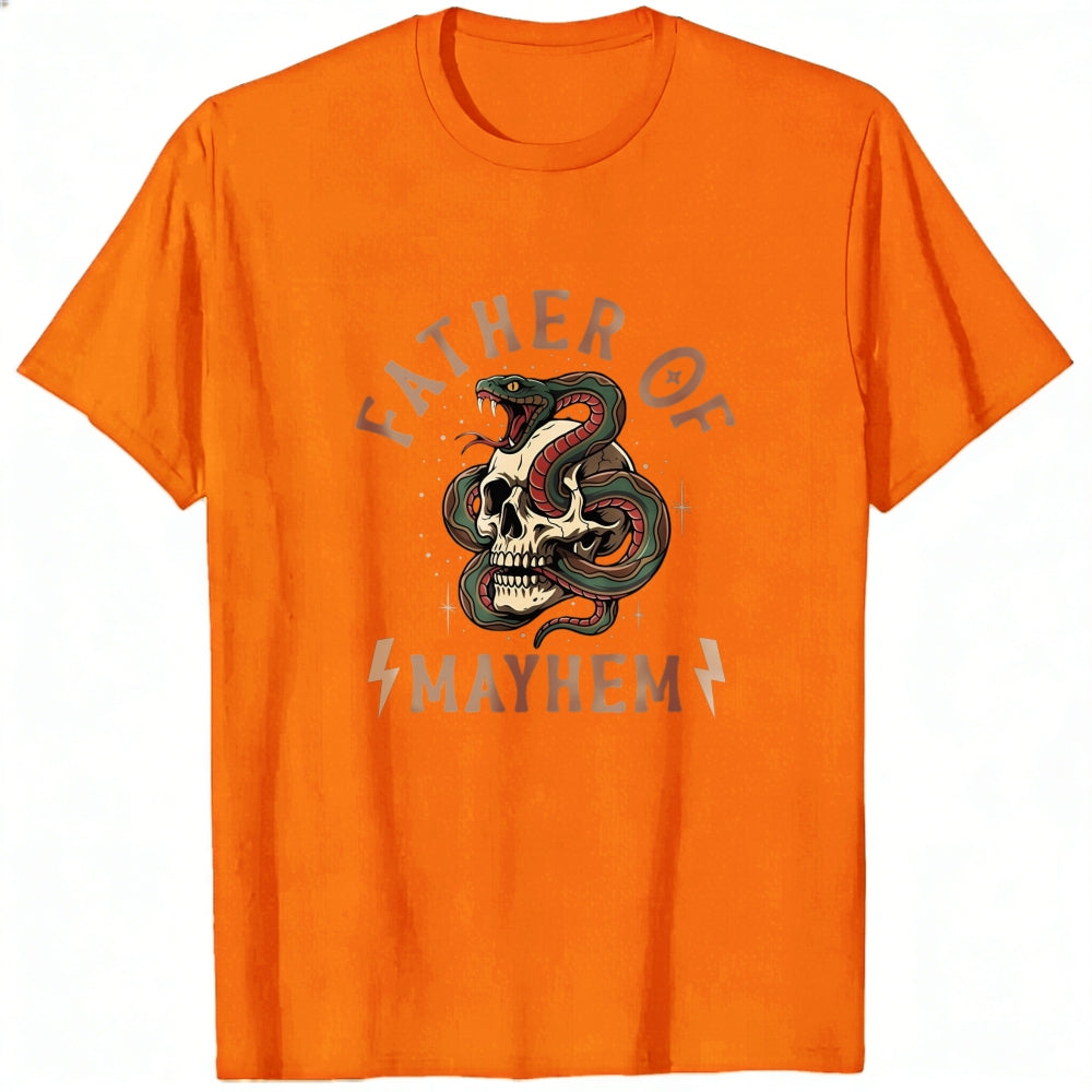 Graphic Design Classic T-Shirt Father Of Mayhem Snake And Skull