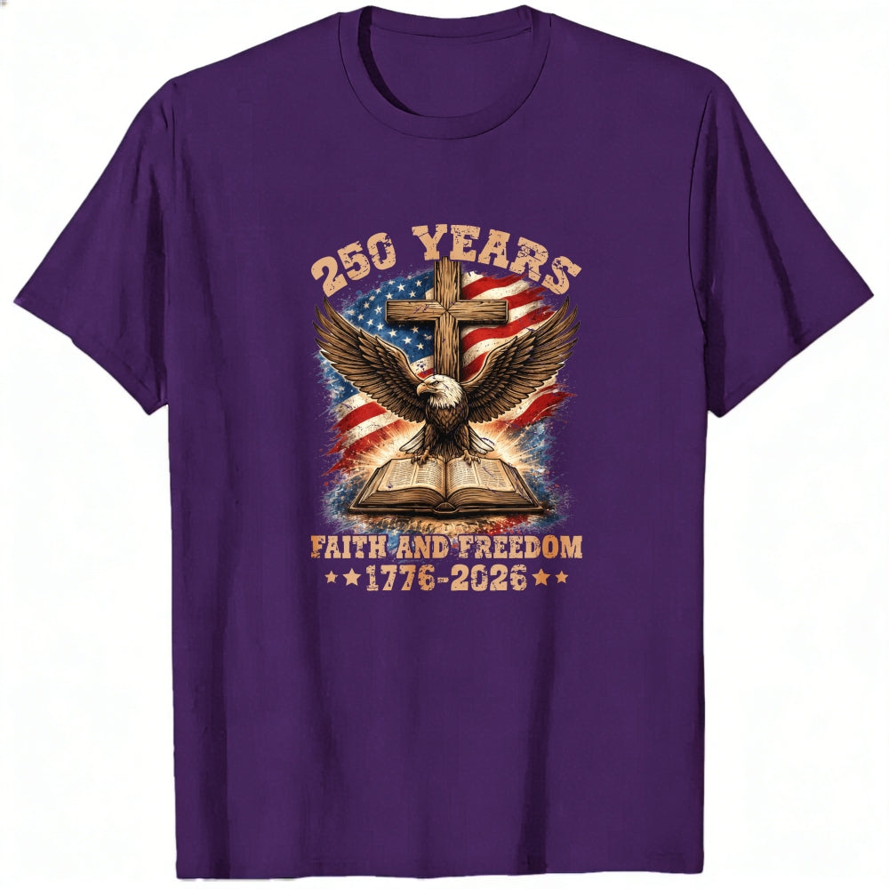 Patriotic Eagle Cross And Bible Classic T-Shirt Faith And Freedom 1776 2026