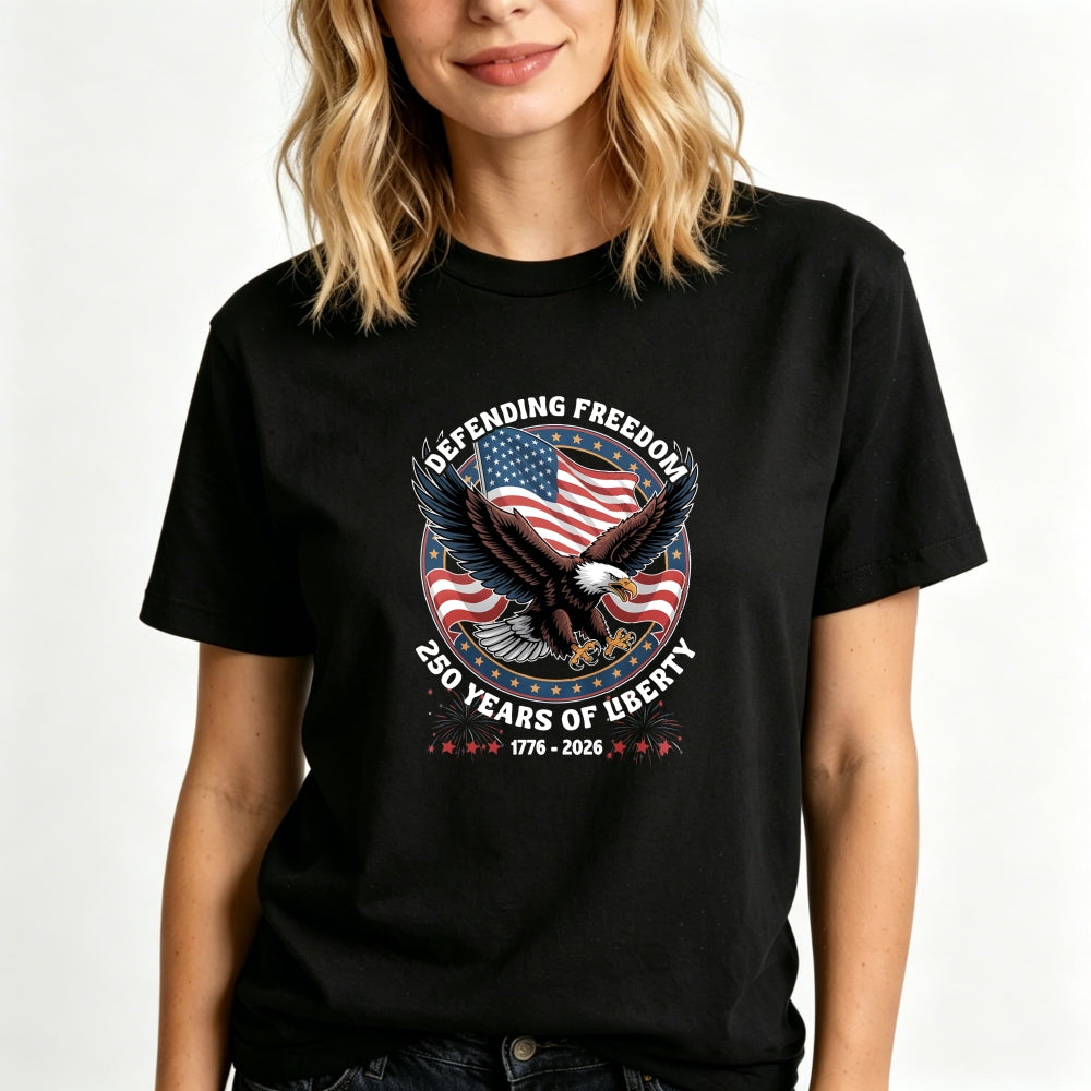 Patriotic Eagle American Flag Classic T-Shirt Defending Freedom 250 Years Of Liberty 1776 2026