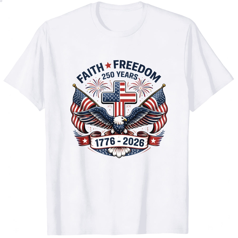 Patriotic Eagle And Flag Design Classic T-Shirt Faith Freedom 250 Years 1776 2026