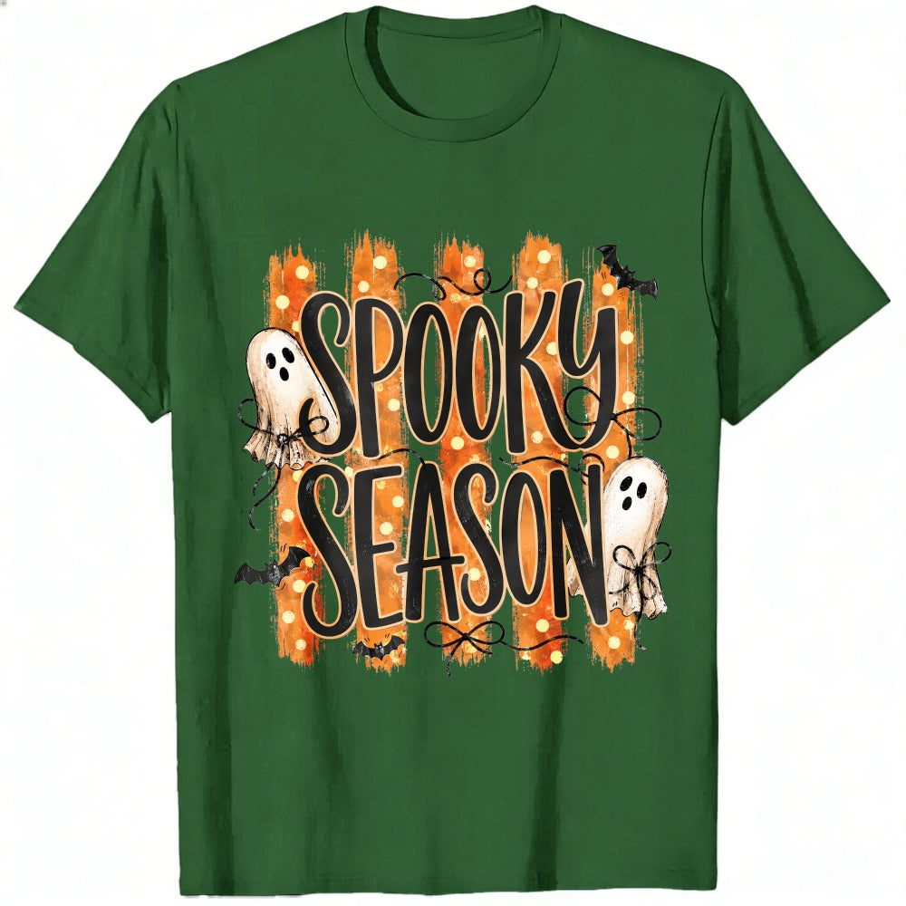 Halloween Spooky Season Ghosts Bats Orange Stripes Classic T-Shirt