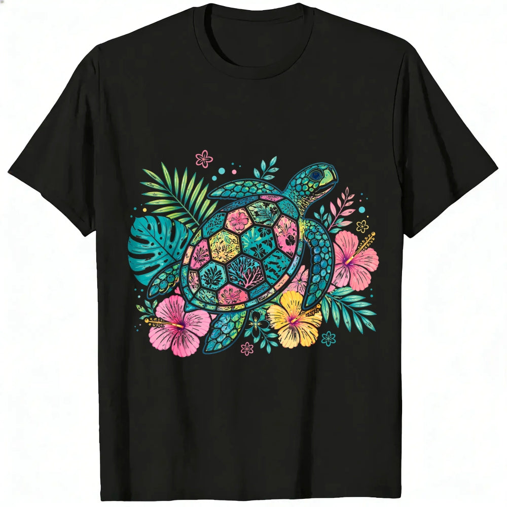 Tropical Floral Sea Turtle Classic T-Shirt