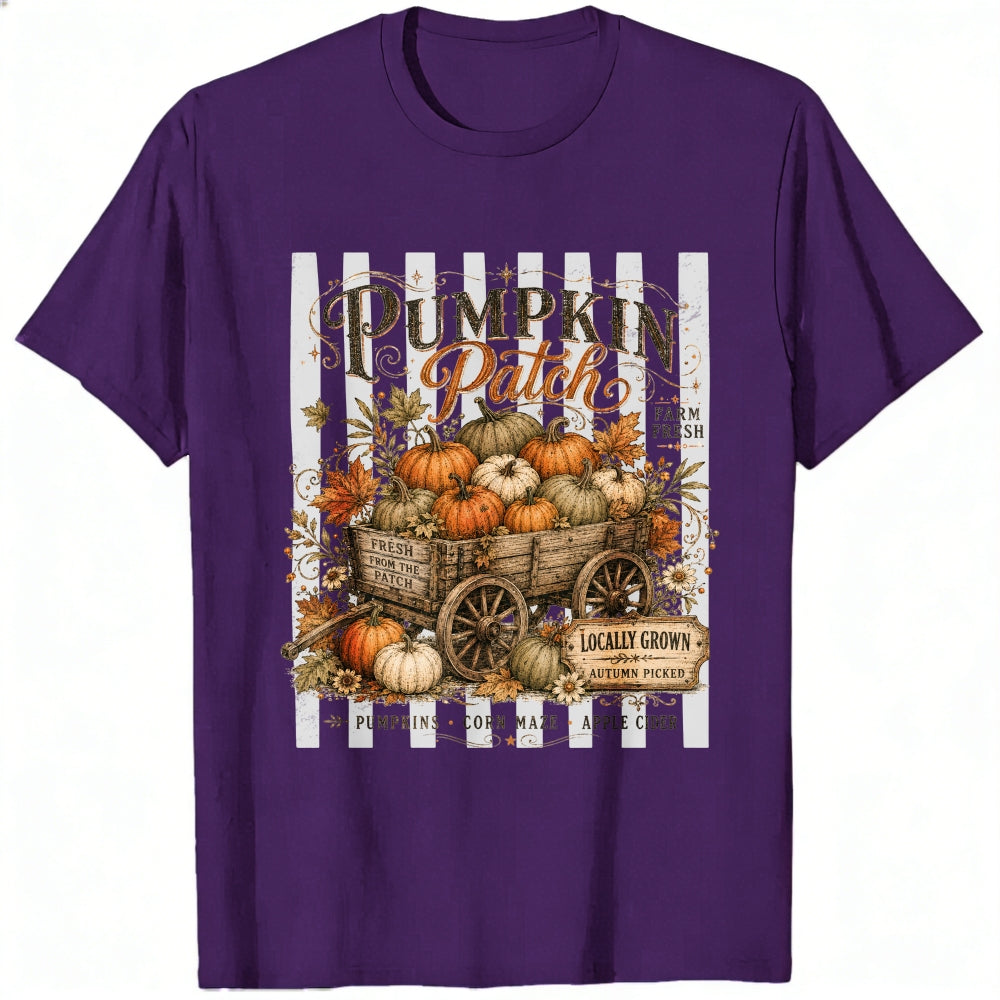 Vintage Autumn Harvest Pumpkin Patch Wagon Classic T-Shirt Locally Grown Fall Decor