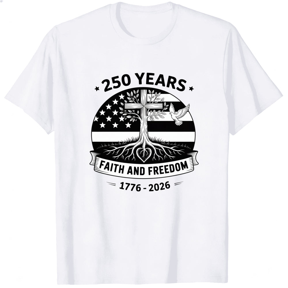 American Flag Cross Tree Faith And Freedom 250 Years Classic T-Shirt