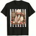 Vintage Halloween Ghosts Pumpkins Wagon Classic T-Shirt Tis The Season Autumn Decor