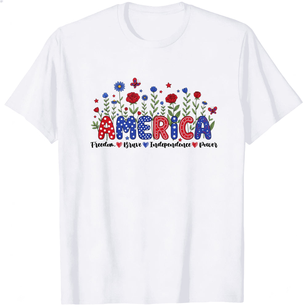 Patriotic Floral America Classic T-Shirt