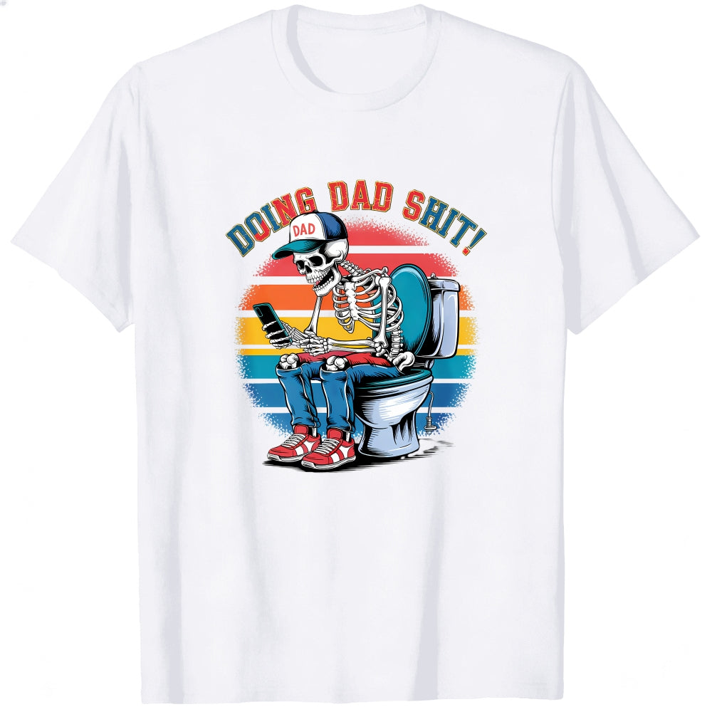 Funny Skeleton Dad On Toilet Classic T-Shirt Doing Dad Shit