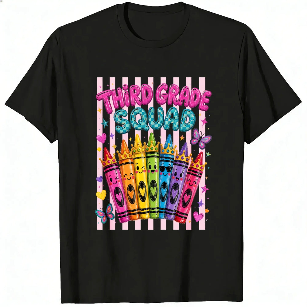 Cute Kawaii Style Classic T-Shirt Third Grade Squad Rainbow Crayons