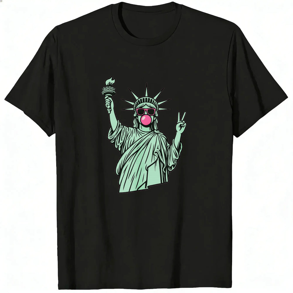 Graphic Design Classic T-Shirt Statue Of Liberty With Sunglasses And Peace Sign