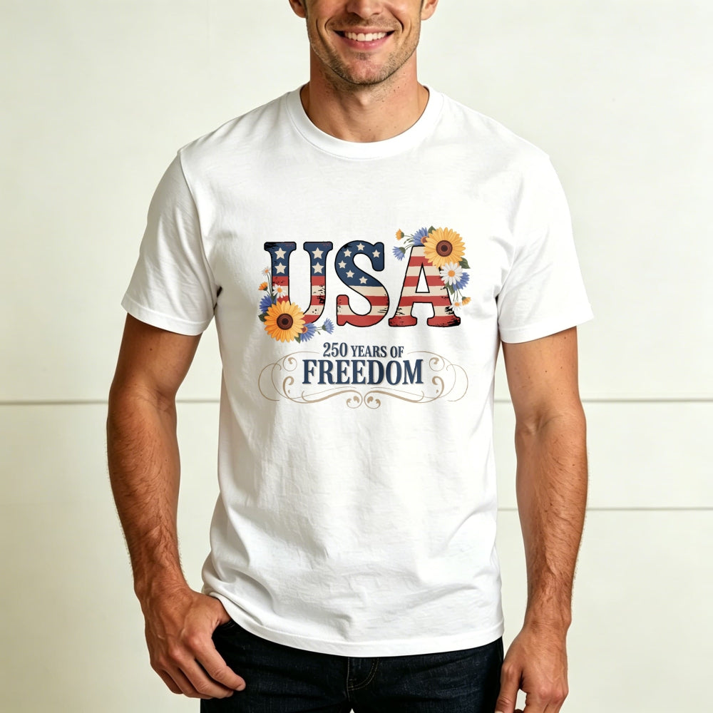 Patriotic Floral Usa 250 Years Of Freedom Classic T-Shirt