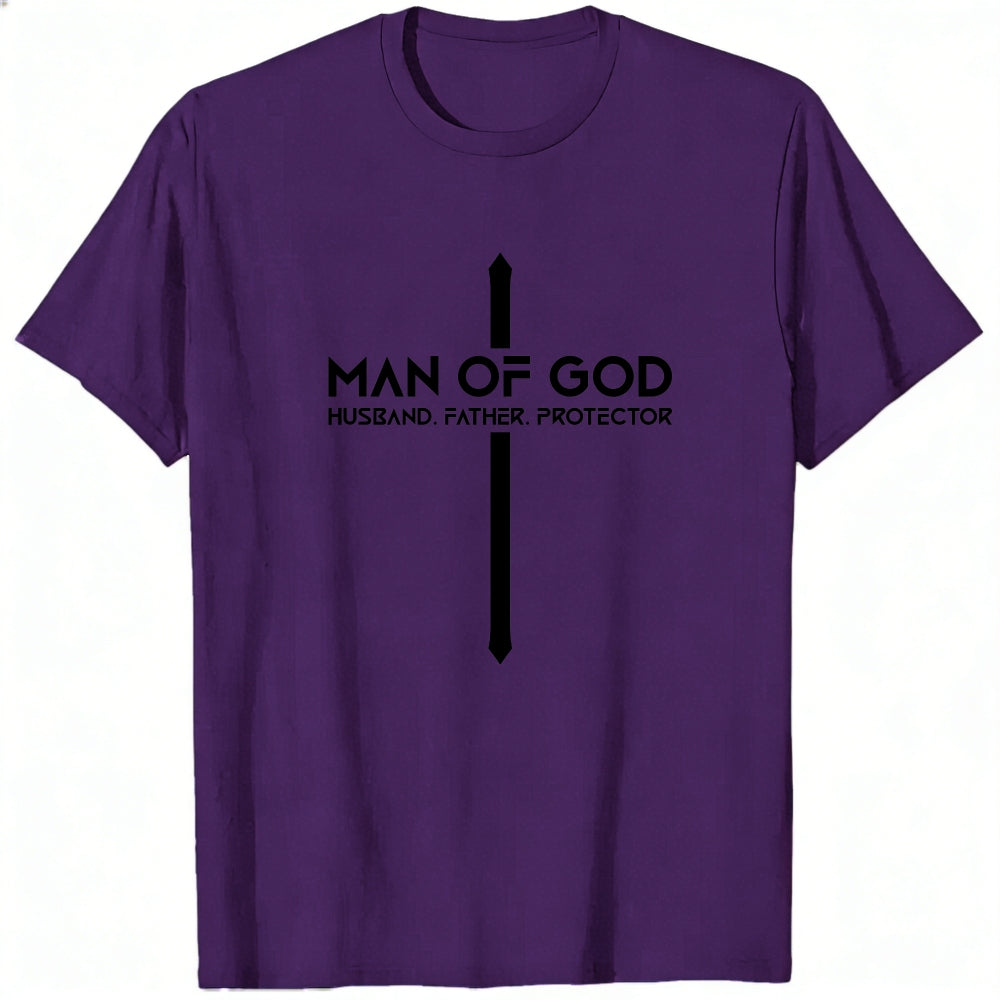 Religious Design Classic T-Shirt Man Of God Husband Father Protector Cross Symbol