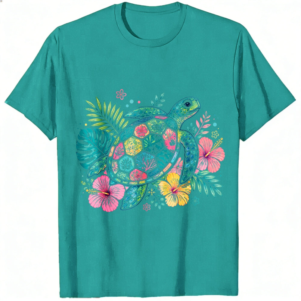 Tropical Floral Sea Turtle Classic T-Shirt