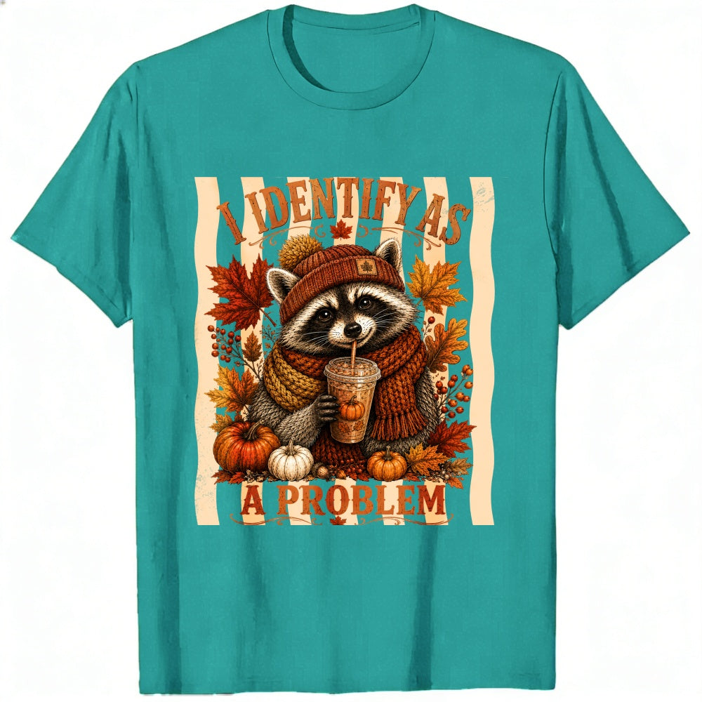 Funny Raccoon I Identify As A Problem Fall Autumn Classic T-Shirt