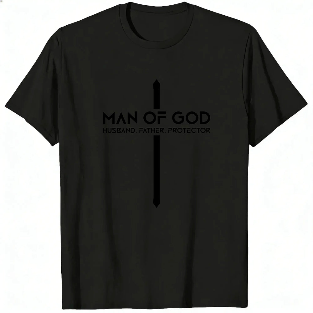 Religious Design Classic T-Shirt Man Of God Husband Father Protector Cross Symbol