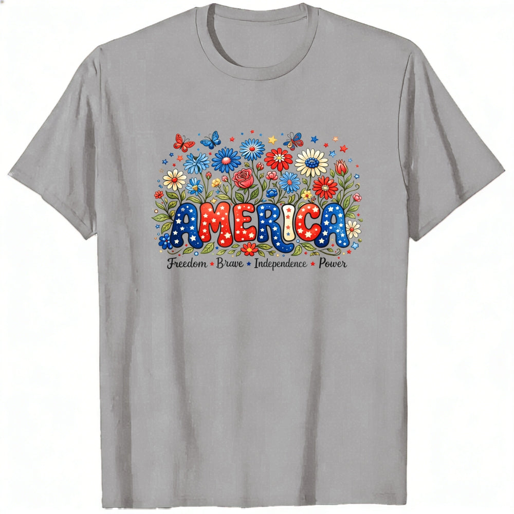 Patriotic Floral America Classic T-Shirt