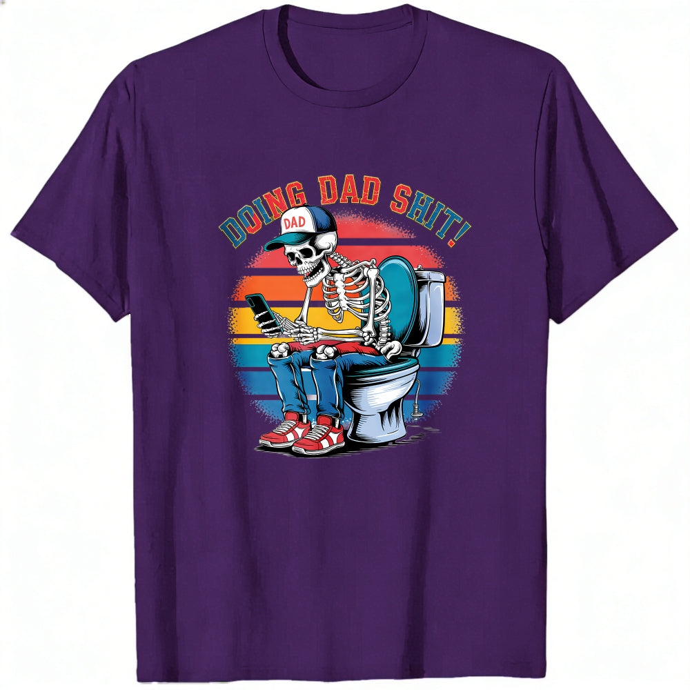 Funny Skeleton Dad On Toilet Classic T-Shirt Doing Dad Shit