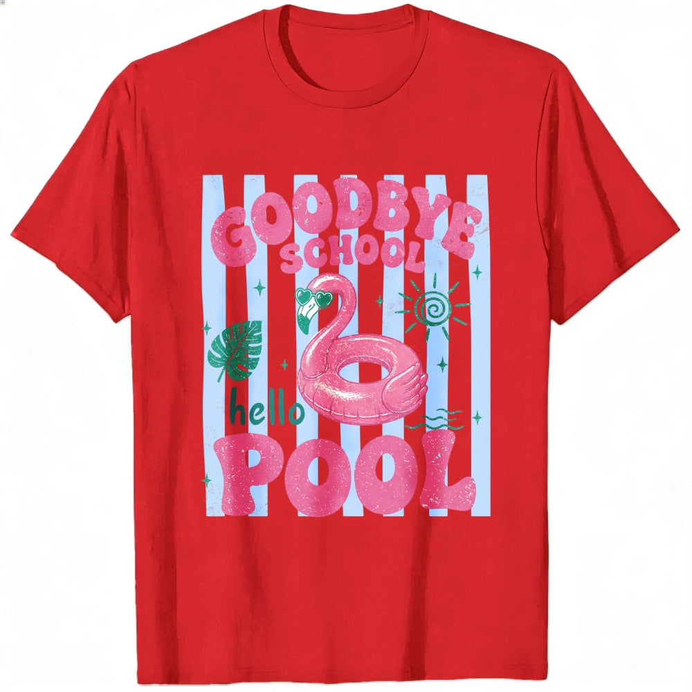 Summer Vibes Goodbye School Hello Pool Flamingo Classic T-Shirt