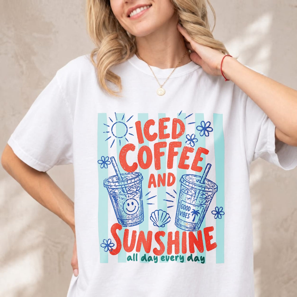 Summer Vintage Iced Coffee And Sunshine Graphic Classic T-Shirt