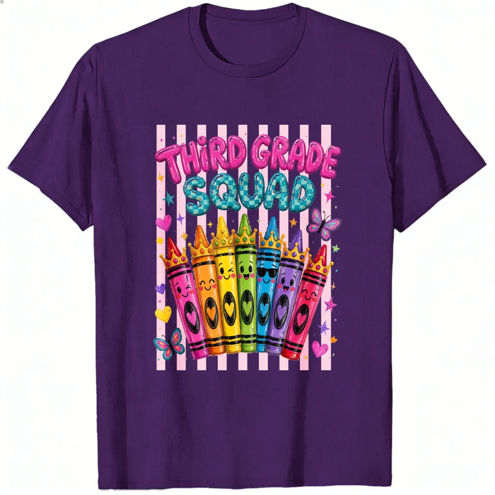 Cute Kawaii Style Classic T-Shirt Third Grade Squad Rainbow Crayons