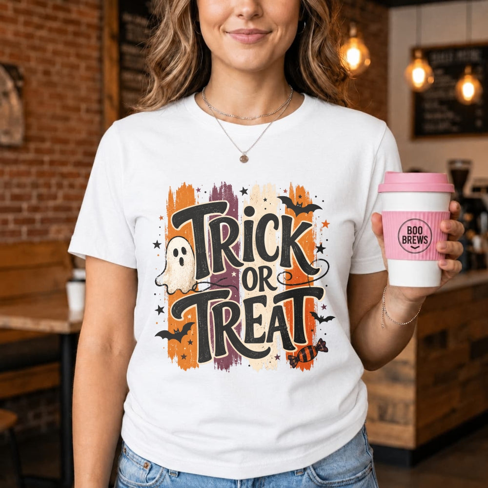 Halloween Vintage Trick Or Treat Ghost Bat Classic T-Shirt