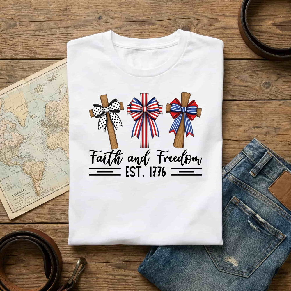 Patriotic Crosses Faith And Freedom Est 1776 Classic T-Shirt