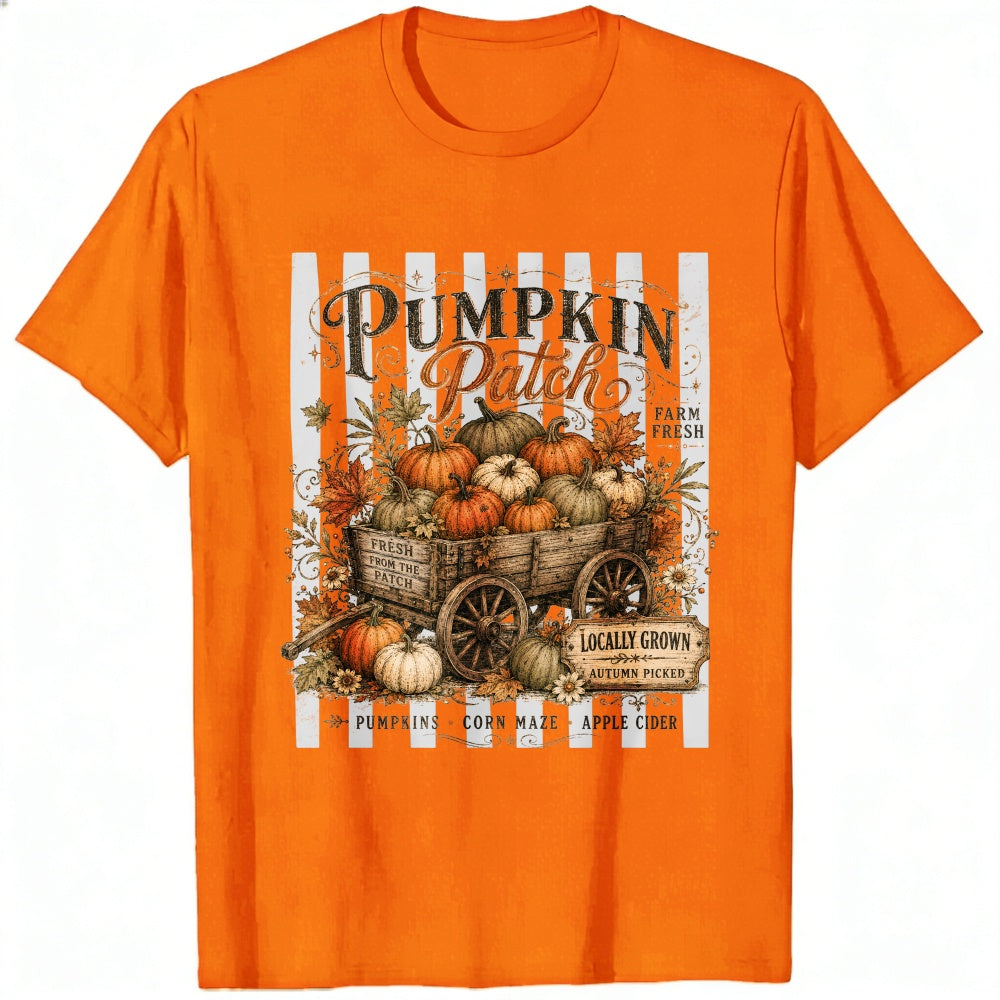 Vintage Autumn Harvest Pumpkin Patch Wagon Classic T-Shirt Locally Grown Fall Decor