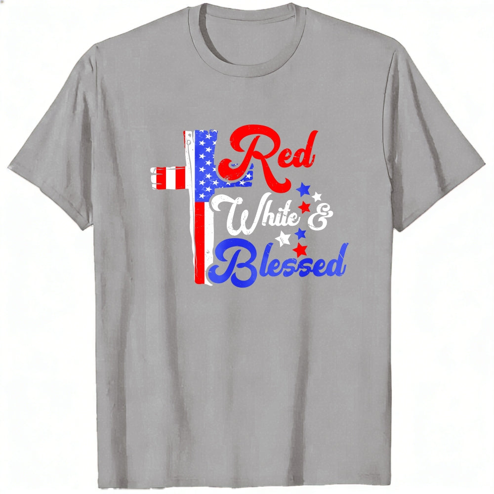 Patriotic American Flag Red White And Blessed Classic T-Shirt