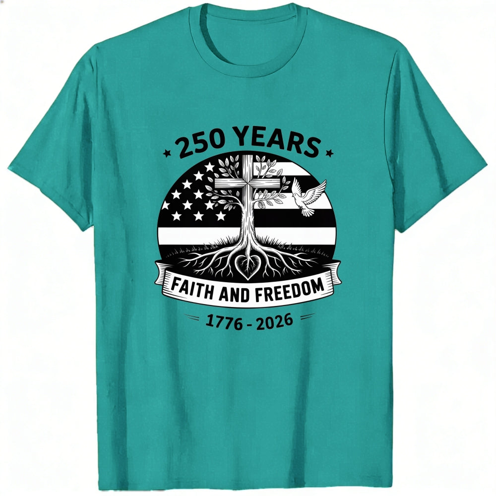 American Flag Cross Tree Faith And Freedom 250 Years Classic T-Shirt
