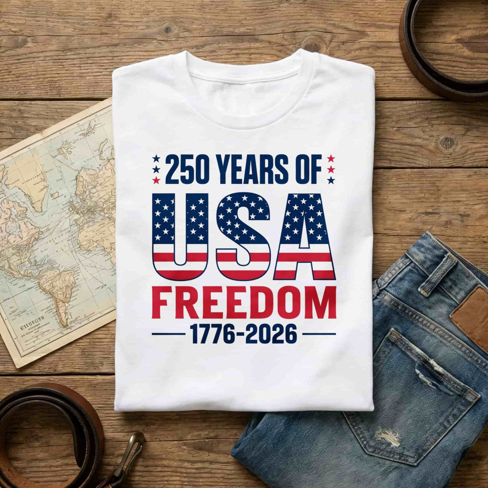 Patriotic American Flag Design Classic T-Shirt 250 Years Of Usa Freedom 1776 2026