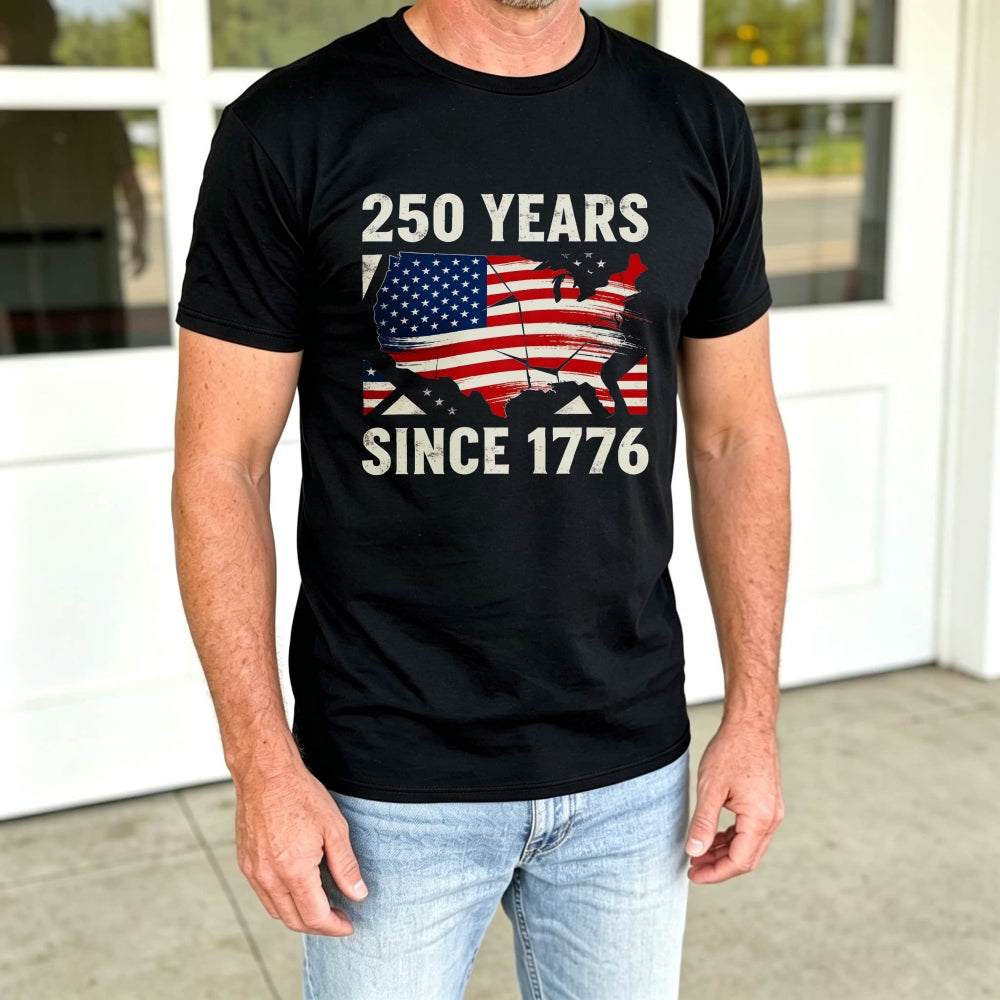 Patriotic American Flag Map Classic T-Shirt 250 Years Since 1776
