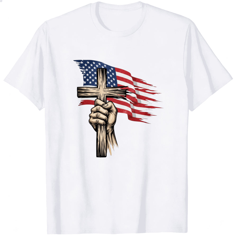 American Flag Cross Hand Classic T-Shirt