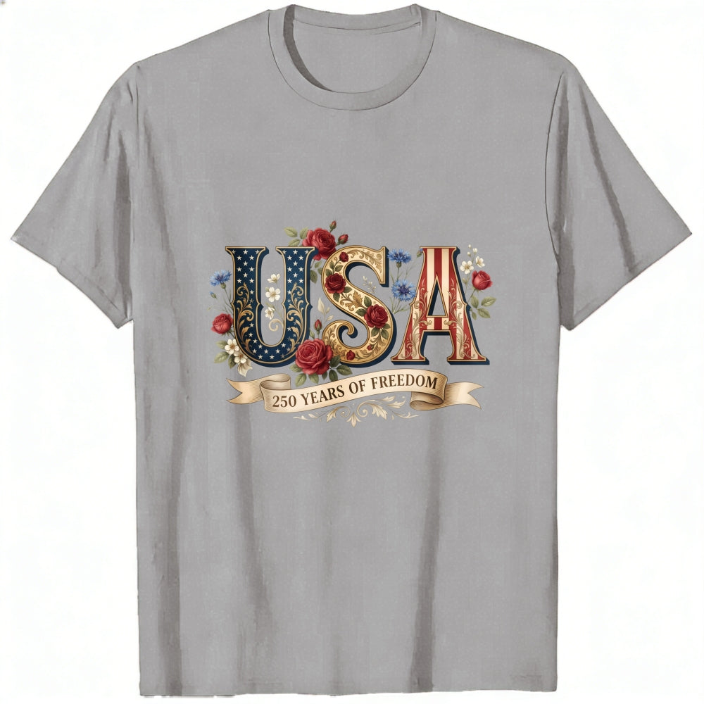 Patriotic Floral Usa 250 Years Of Freedom Classic T-Shirt