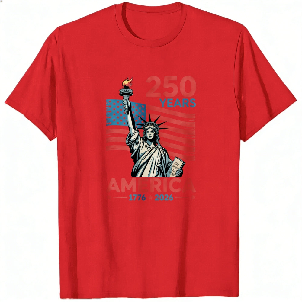 Patriotic Design Classic T-Shirt America 250 Years 1776 2026 Statue Of Liberty Flag