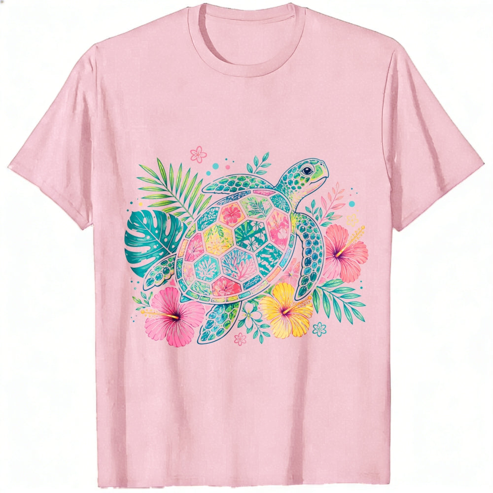 Tropical Floral Sea Turtle Classic T-Shirt