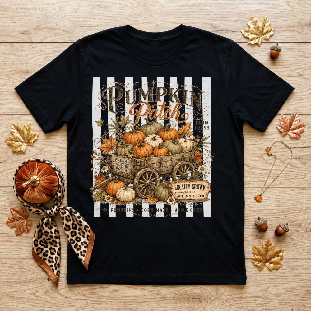 Vintage Autumn Harvest Pumpkin Patch Wagon Classic T-Shirt Locally Grown Fall Decor