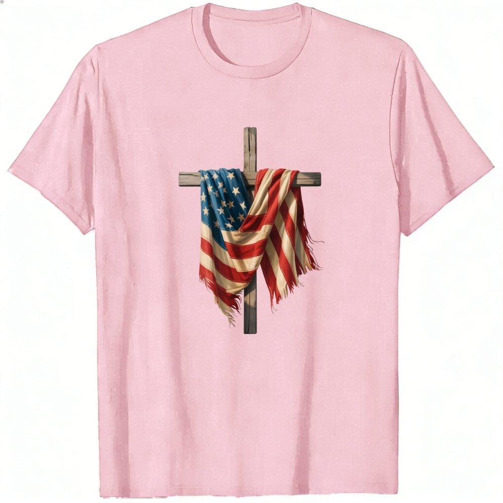 Patriotic American Flag Cross Classic T-Shirt