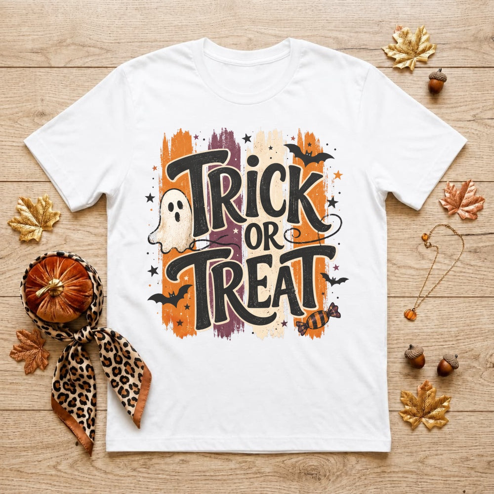 Halloween Vintage Trick Or Treat Ghost Bat Classic T-Shirt