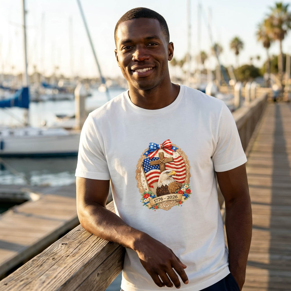 Patriotic American Eagle And Cross Classic T-Shirt 1776 2026