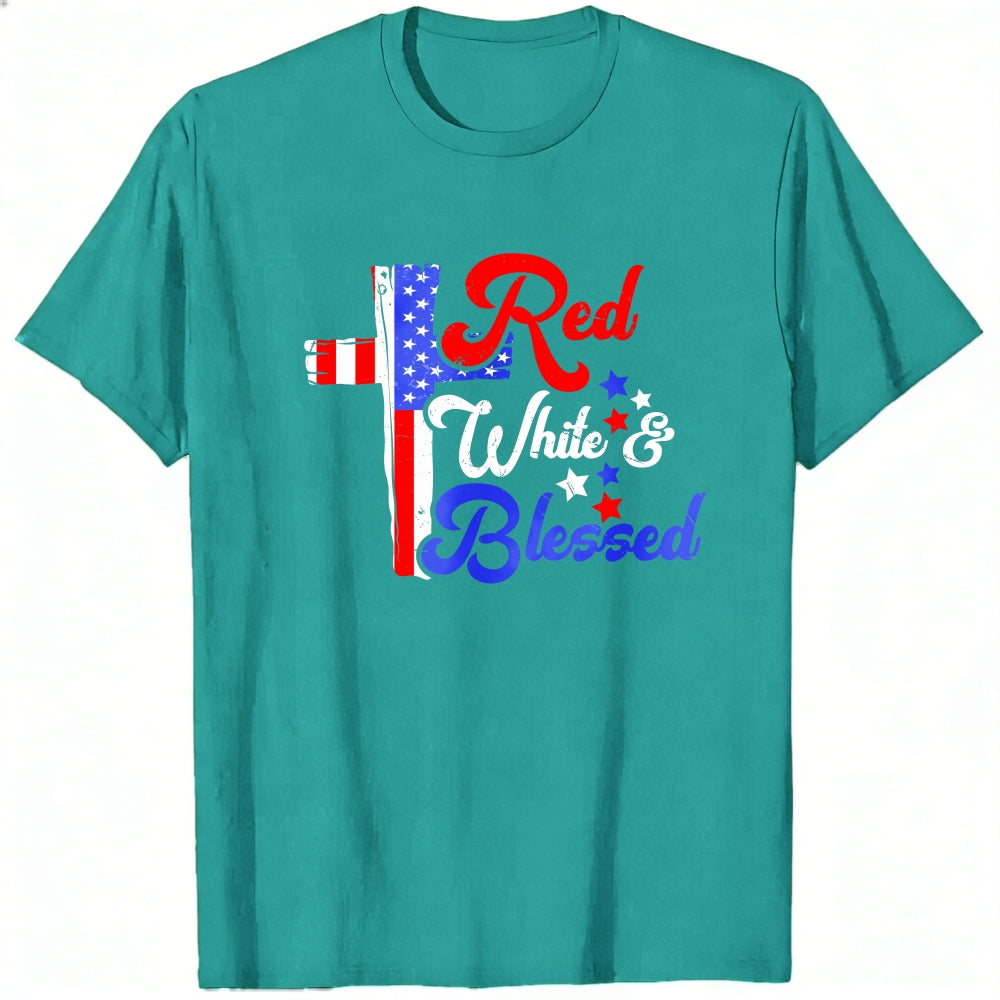 Patriotic American Flag Red White And Blessed Classic T-Shirt