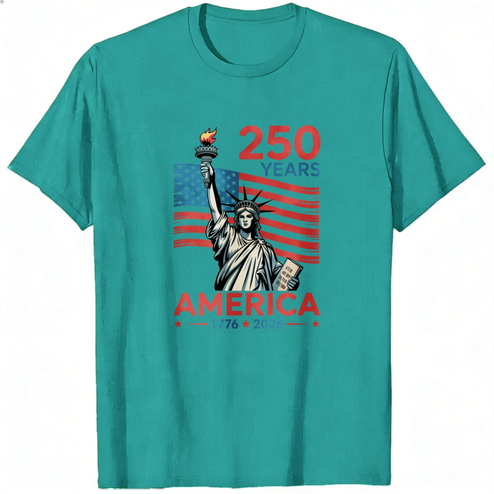 Patriotic Design Classic T-Shirt America 250 Years 1776 2026 Statue Of Liberty Flag