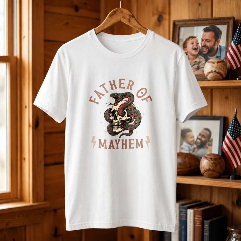 Graphic Design Classic T-Shirt Father Of Mayhem Snake And Skull