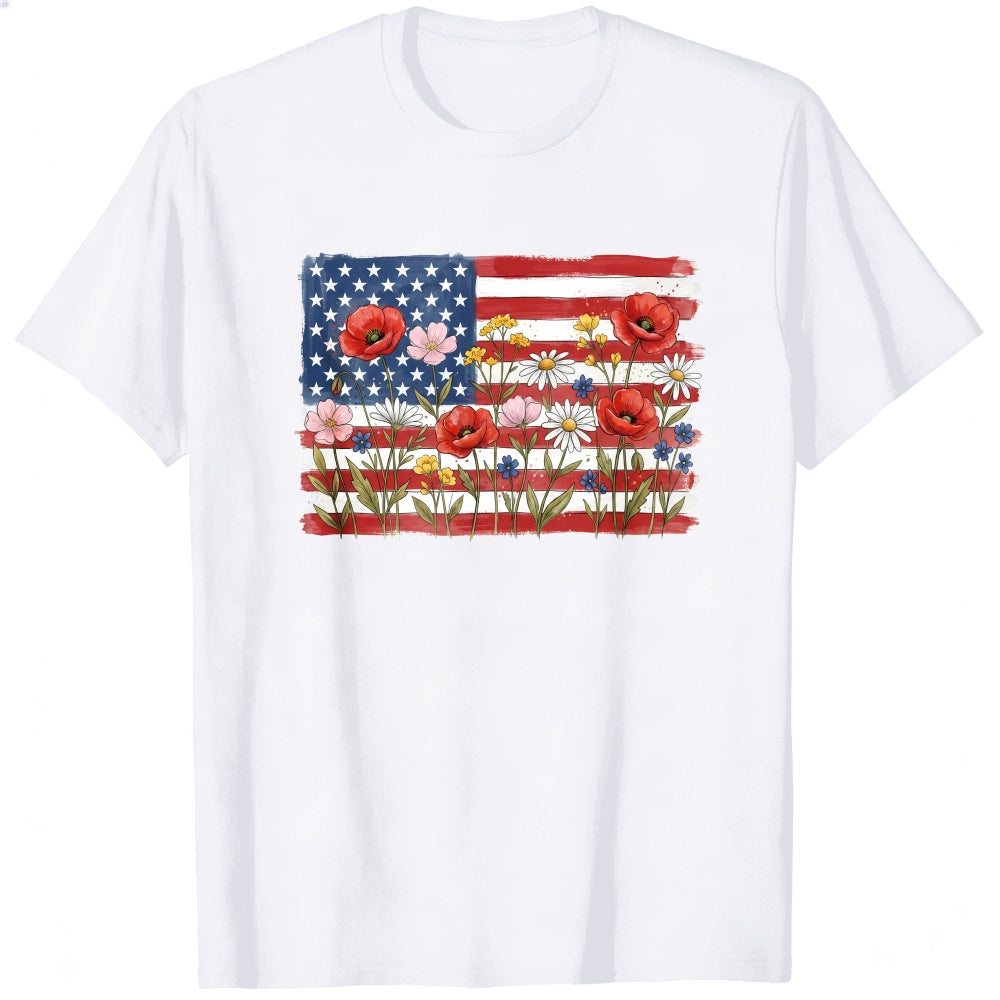 Floral American Flag Classic T-Shirt