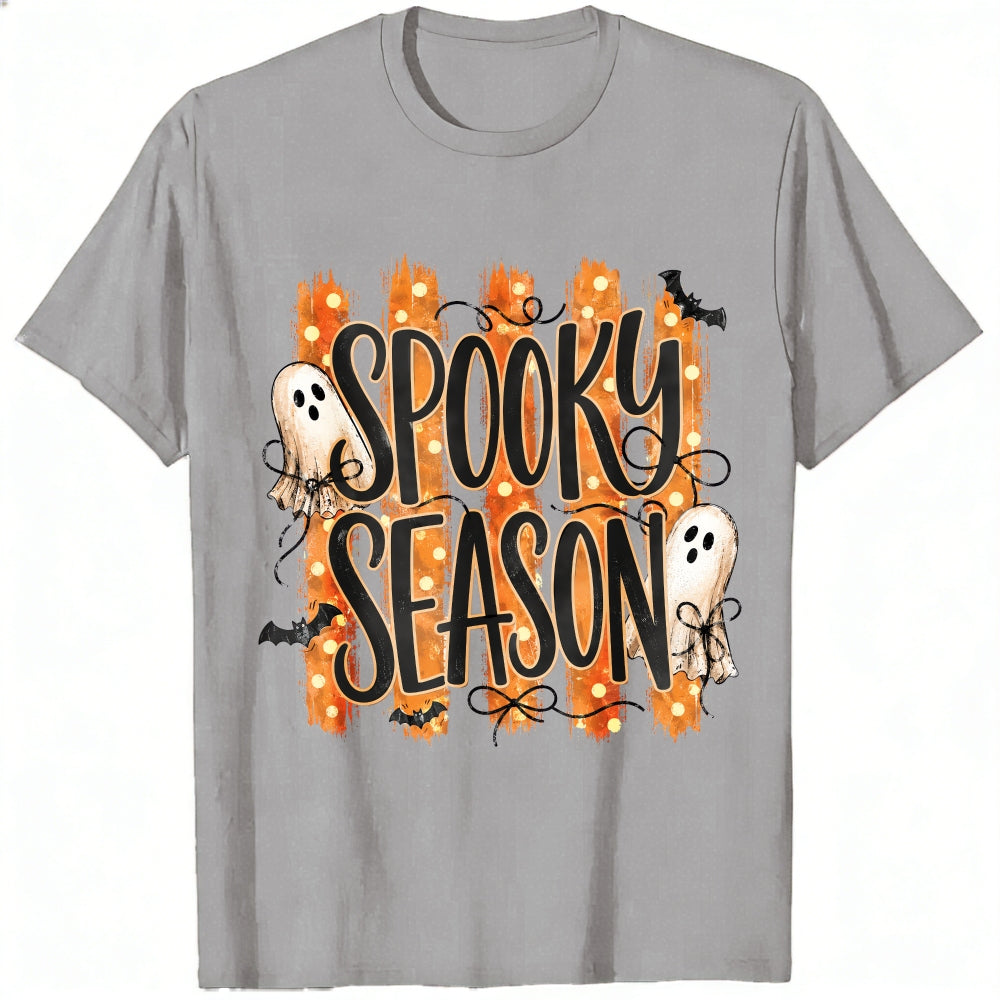 Halloween Spooky Season Ghosts Bats Orange Stripes Classic T-Shirt