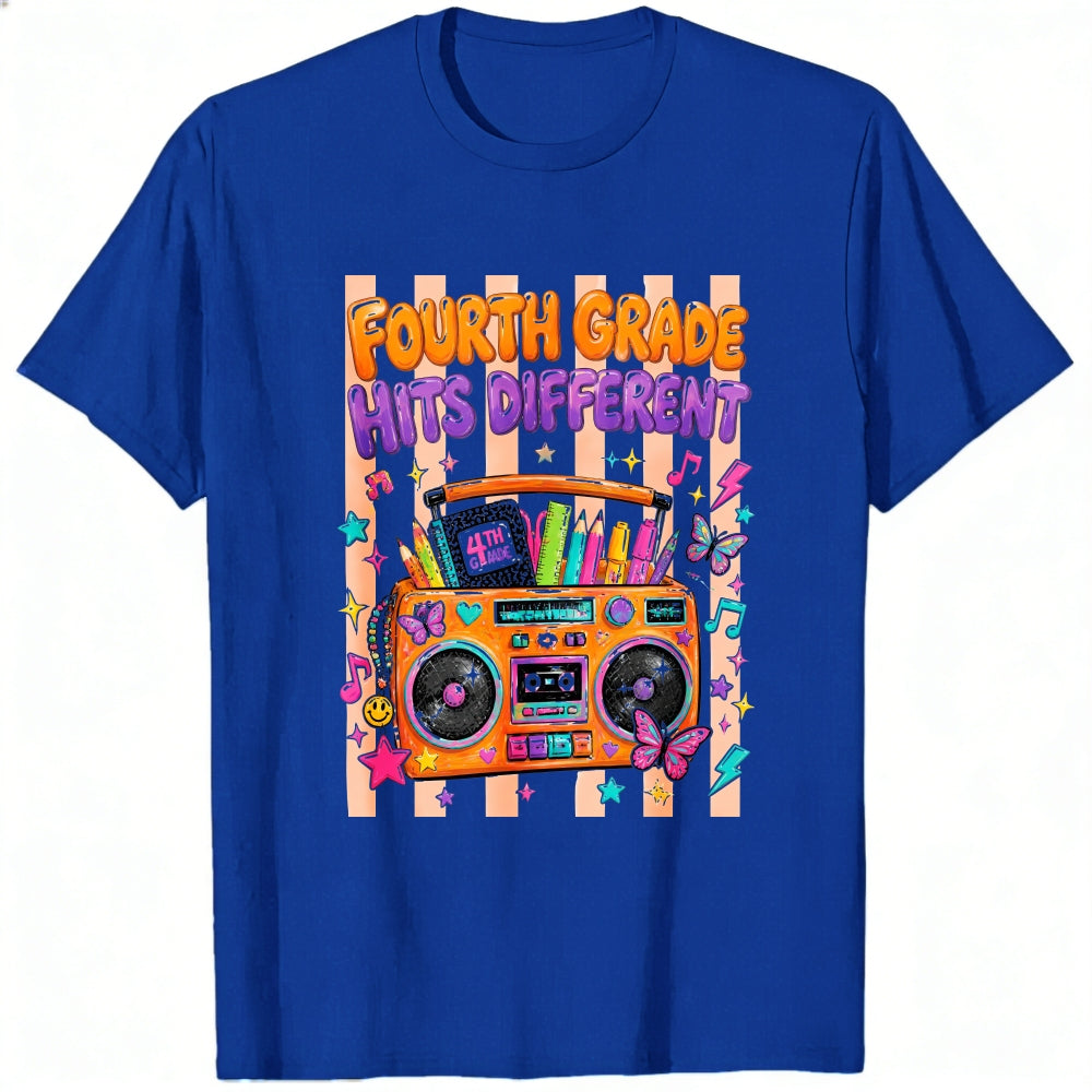 Retro Vintage Style Classic T-Shirt Fourth Grade Hits Different Boombox Design